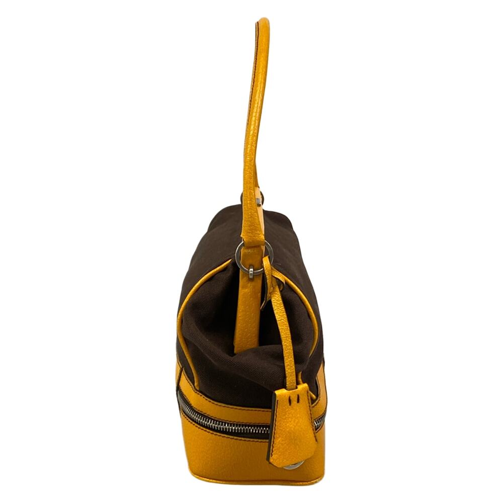 Prada Handbag B11172 Dark Brown Orange Canvas Leather - Picture 2 of 13